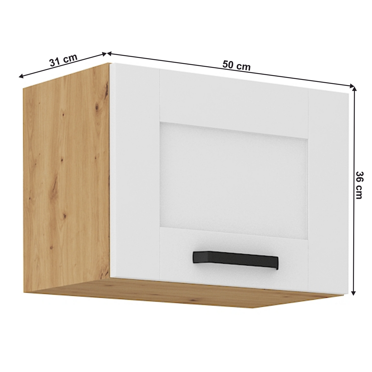 Dulap superior, alb/stejar artizan, LULA 50 GU-36 1F