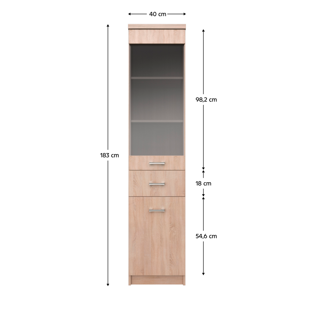 Vitrină 1D1W1S, stejar Sonoma, universal, TOPTY TIP 32