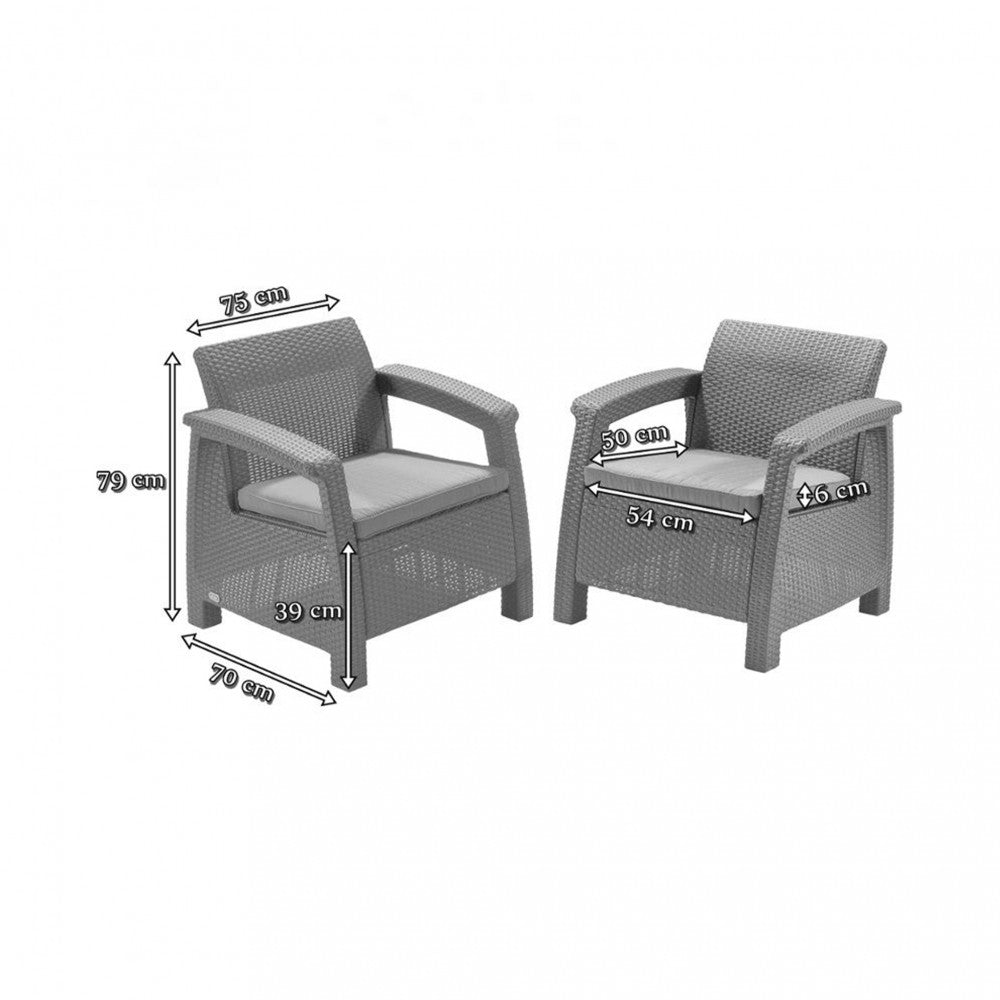 Set de mobilier de grădină Corfu Fiesta II cu 4+1 locuri, culoare grafit