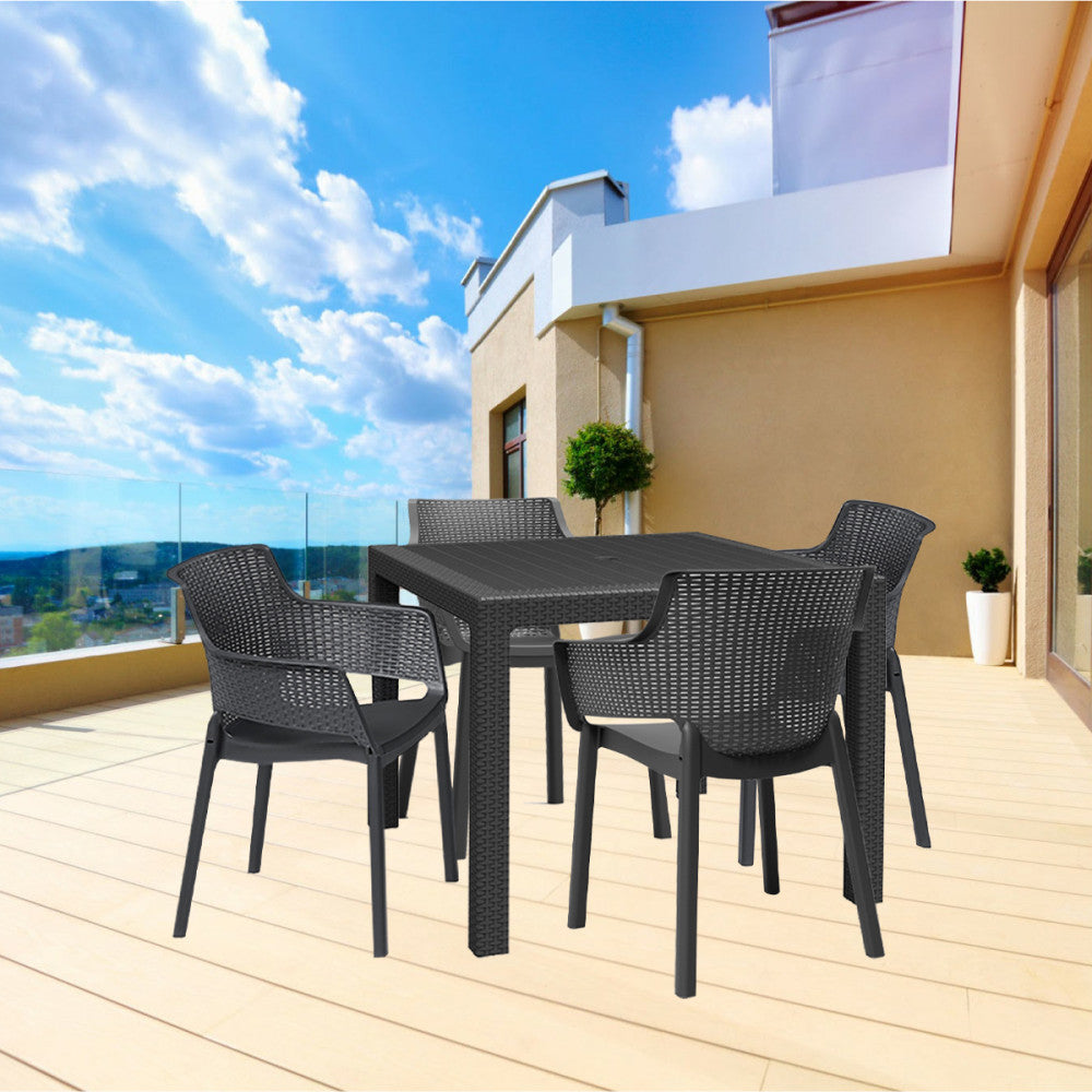 Set mobilier de grădină Evody Quartet 4+1, grafit