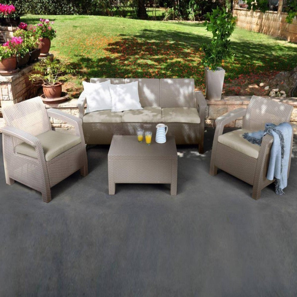 Set de mobilier de grădină Corfu Love duo în culoarea cappuccino