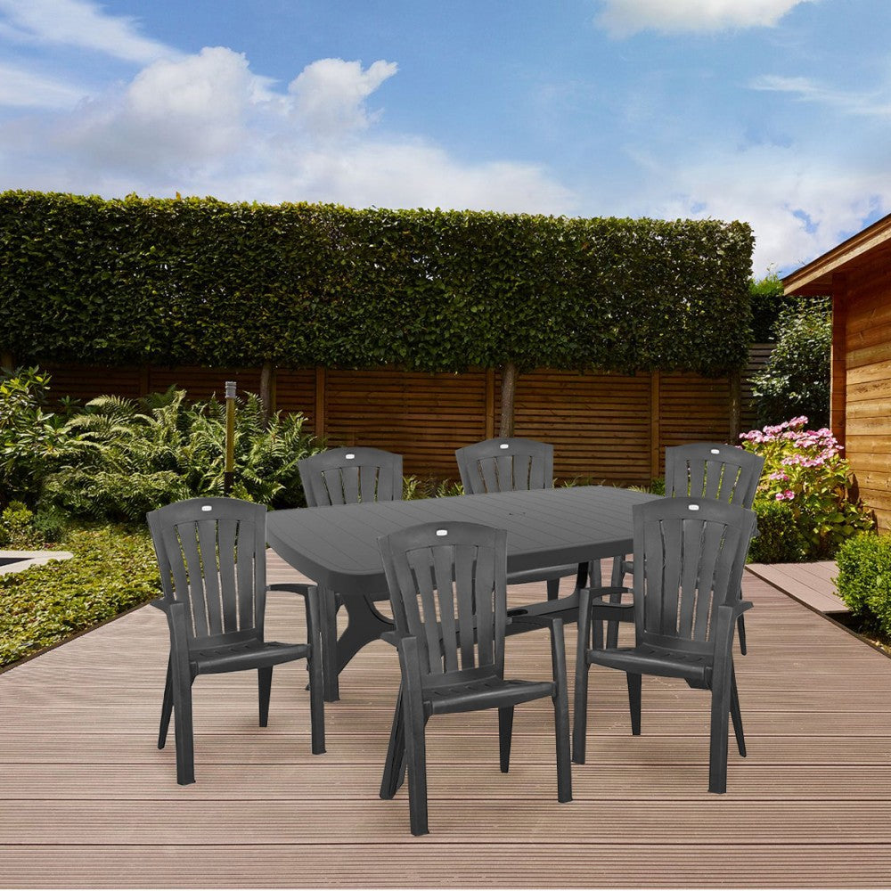 Set mobilier de grădină Baltorini 6+1, grafit