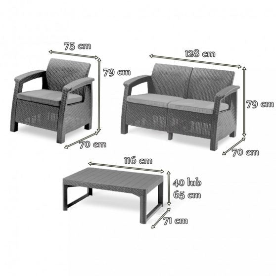 Set de mobilier de grădină Corfu Lyon 4+1 în culoarea cappuccino