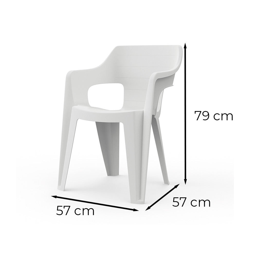 Scaun de grădină din plastic Bilbao Iowback cu cotiere, alb
