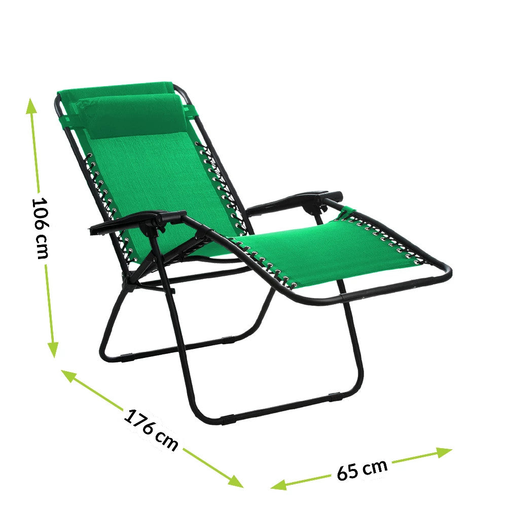 Șezlong pliabil Deluxe verde cu pernă