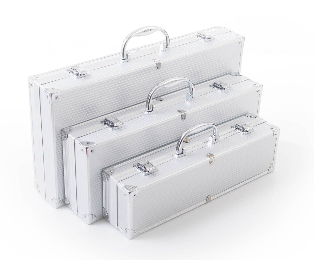 Set de scule pentru grătar G21, 5 bucăți, cutie de aluminiu