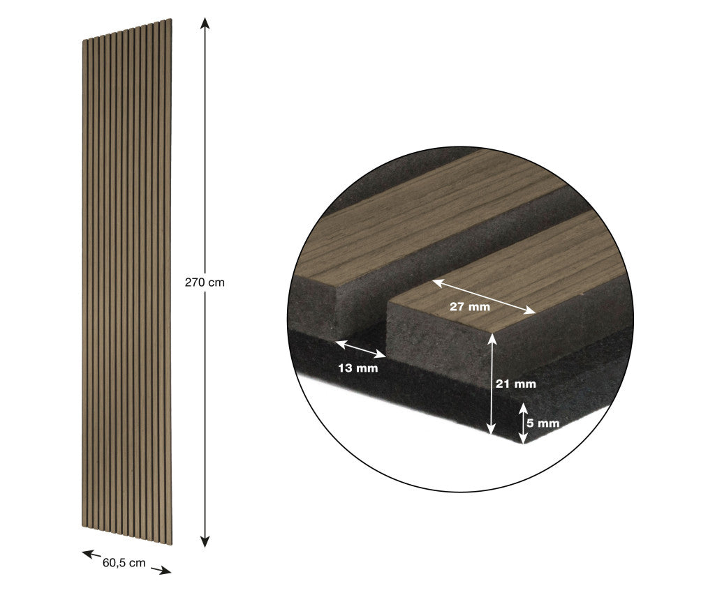 Panou acustic G21 270x60,5x2,1 cm, stejar afumat