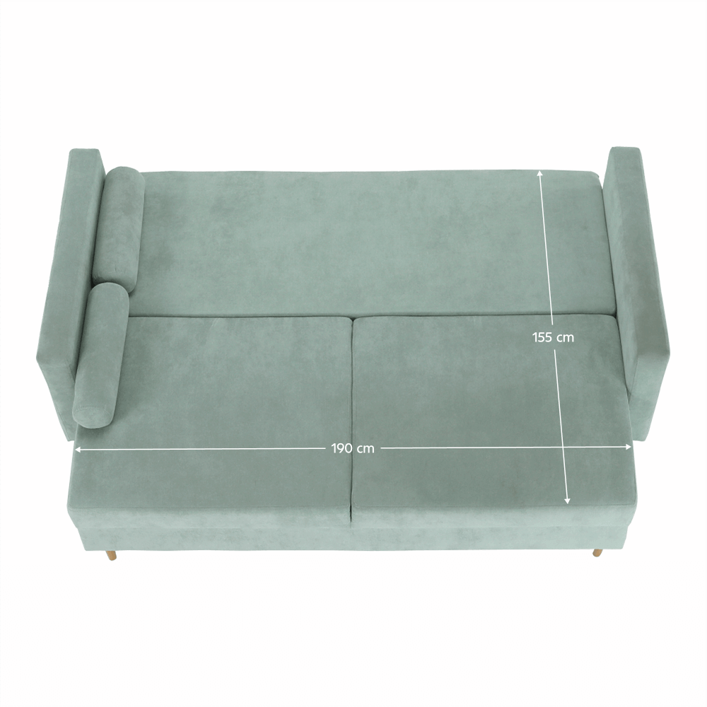 Canapea extensibilă, verde mentă textil Queens, AURELIA