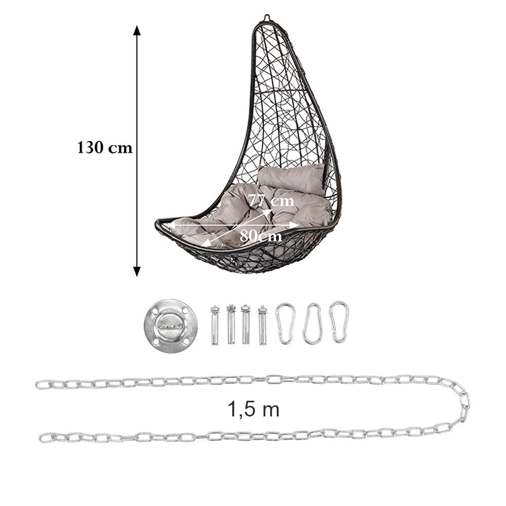 Scaun suspendat de grădină Natal Easy cu kit de fixare maro