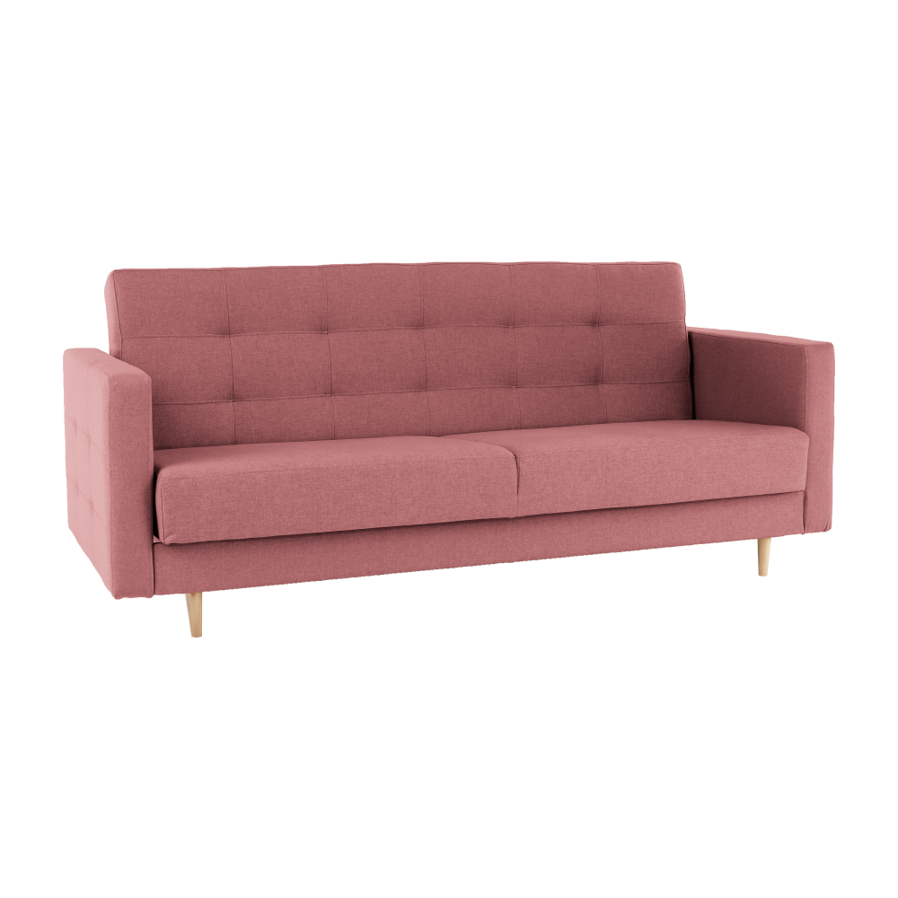 Canapea tapiţată cu 3-locuri, material textil roz învechit, AMEDIA