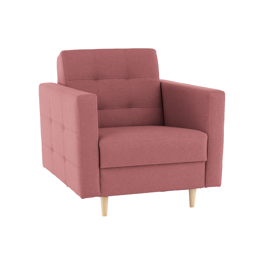 Fotoliu complet tapiţat, material textil roz învechit, AMEDIA