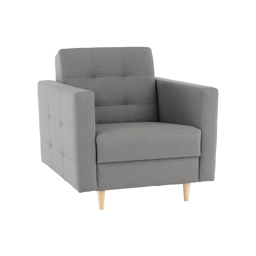 Fotoliu complet tapiţat, material textil gri, AMEDIA