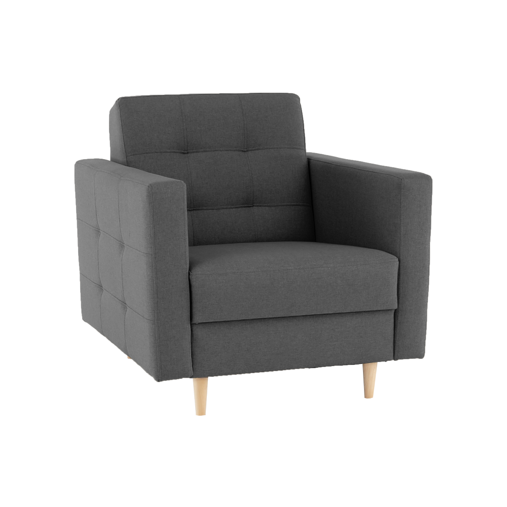 Fotoliu complet tapiţat, material textil gri închis, AMEDIA