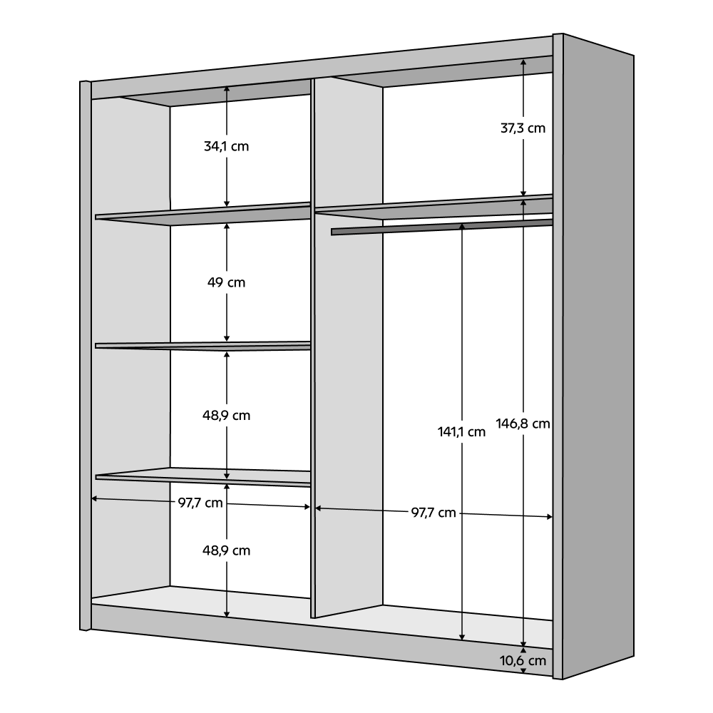 Dulap, 2D-200, alb/stejar artisan, BAJADERO TYP 2