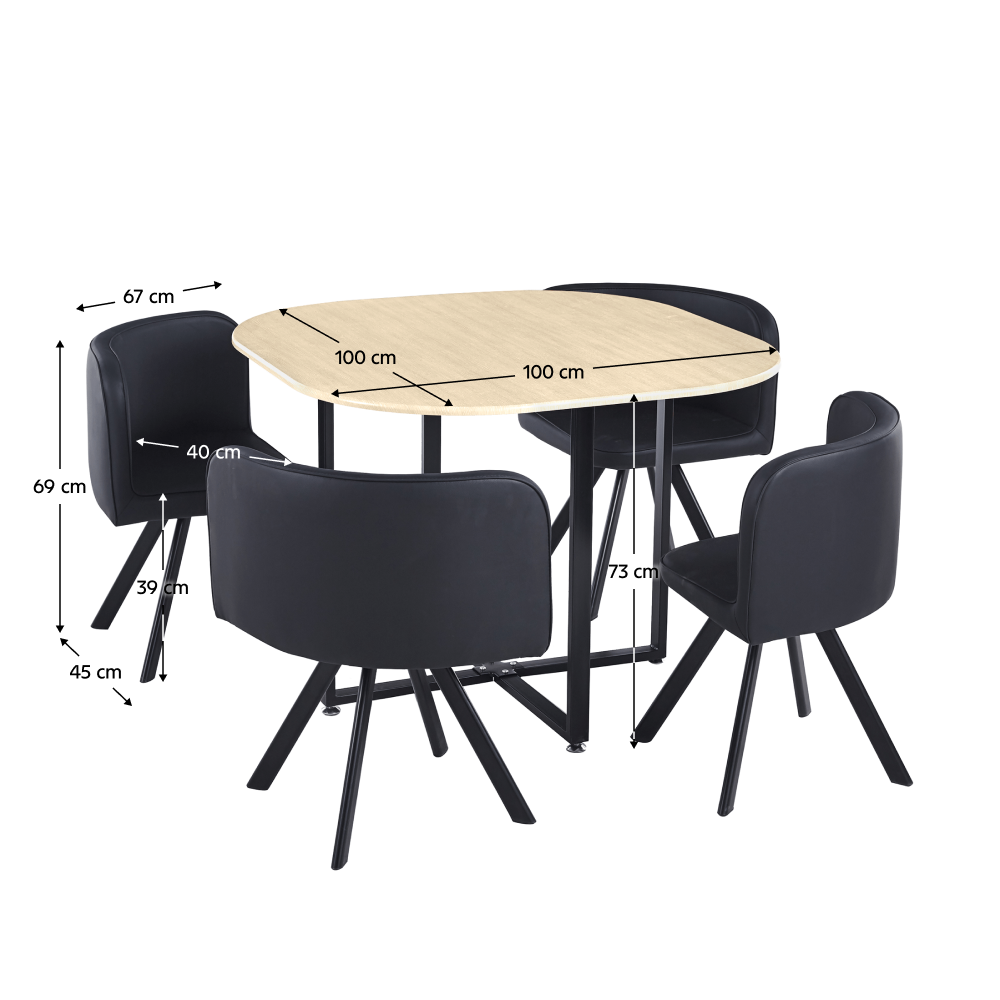 Set de mobilier dining 1+4, stejar/negru, BEVIS NEW