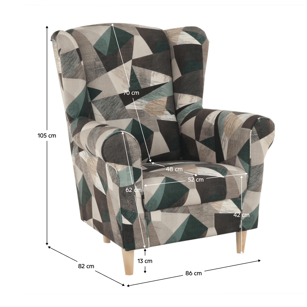 Fotoliu, material maro-verde cu model, CHARLOT