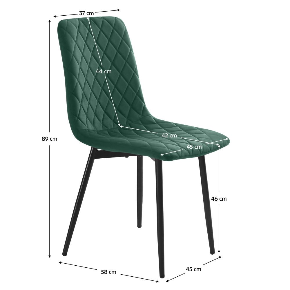 Scaun dining, material Velvet - culoare smarald / metal, DAMIA TIP 2