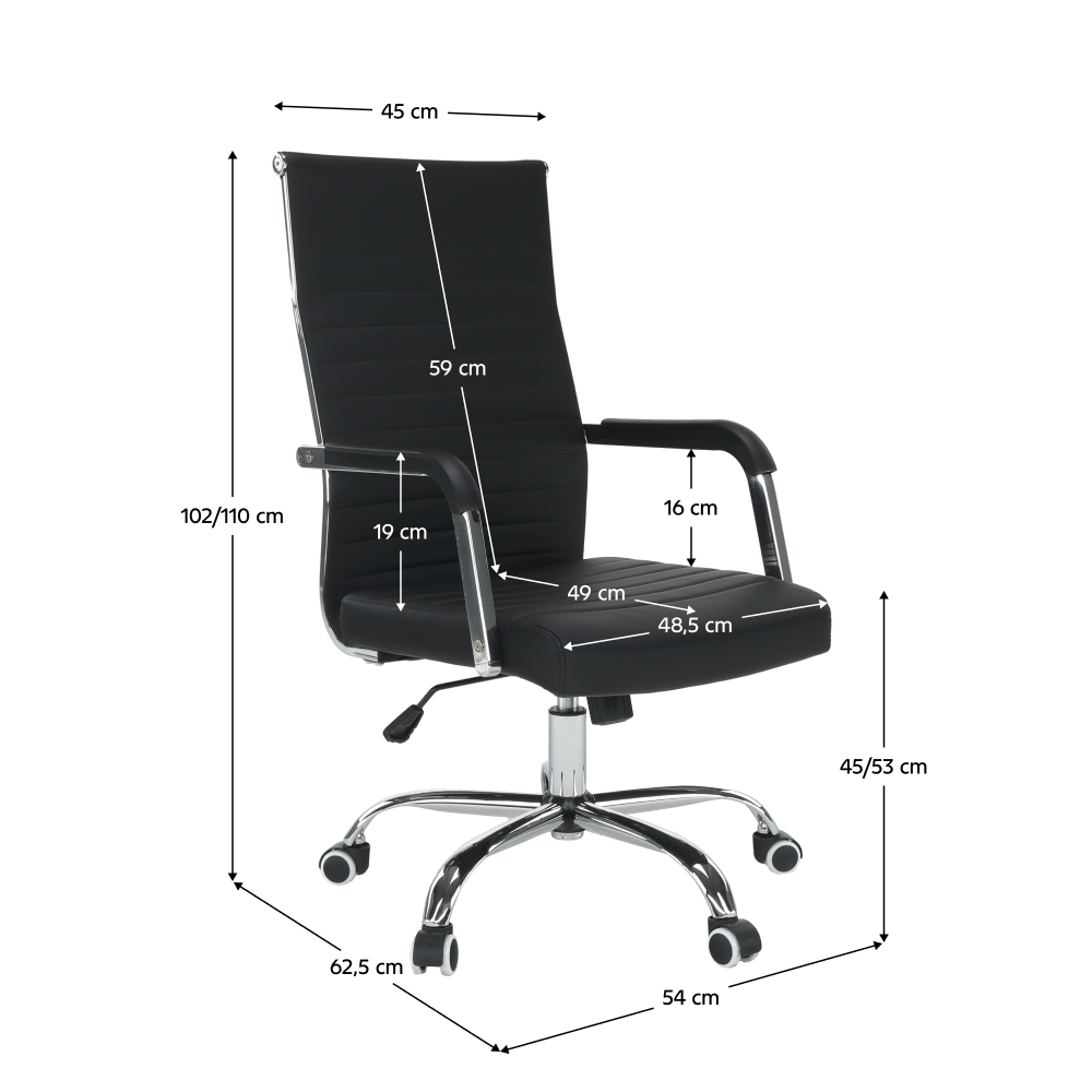 Scaun de birou, piele eco/metal, negru/crom, FARAN
