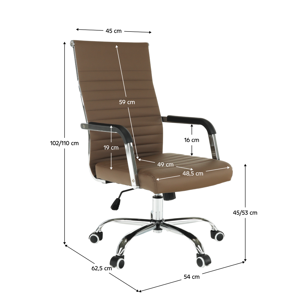 Scaun de birou, piele eco/metal, taupe/crom, FARAN