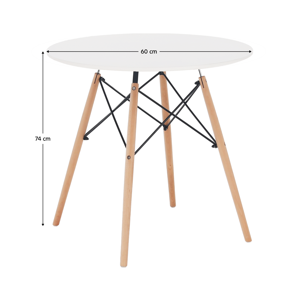 Masă dining, alb/fag, diametru 60 cm, GAMIN NEW 60
