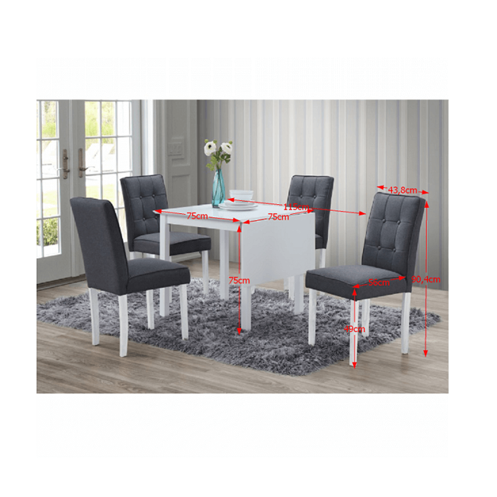 Set dining cu masă pliabilă, alb / gri, BJORK NEW 1+4