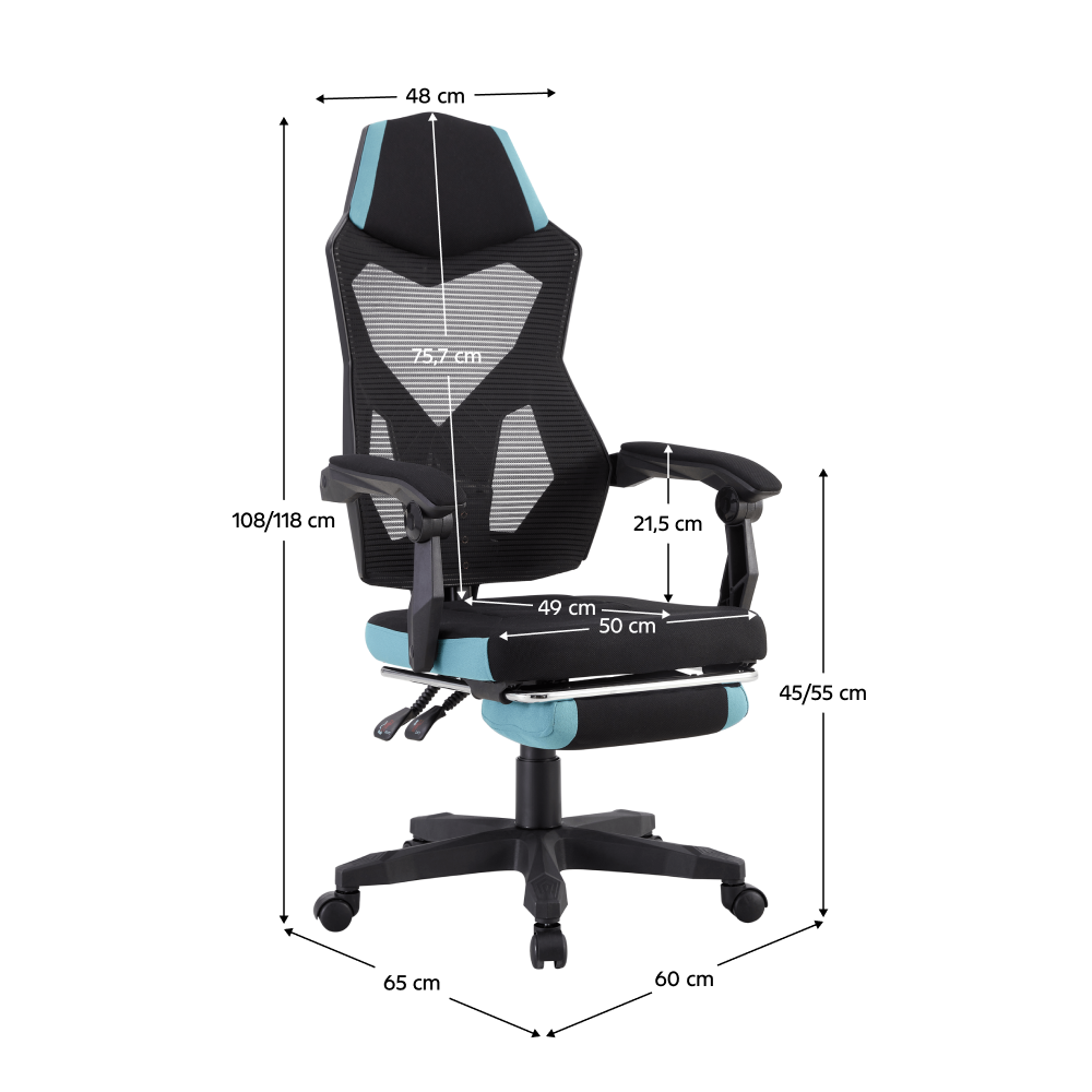 Scaun de birou/gaming, culoare neagră/neo mentă, JORIK NEW