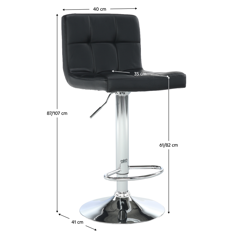 Scaun de bar, piele ecologică negru/crom, KANDY NEW