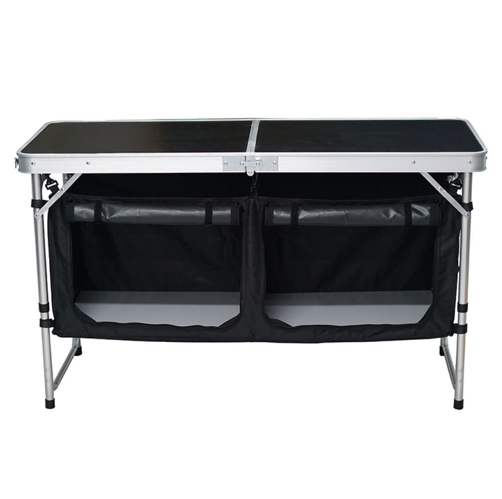 Masă de camping pliabilă cu organizator, 120 cm, aluminiu/MDF, KEPI TYP 3
