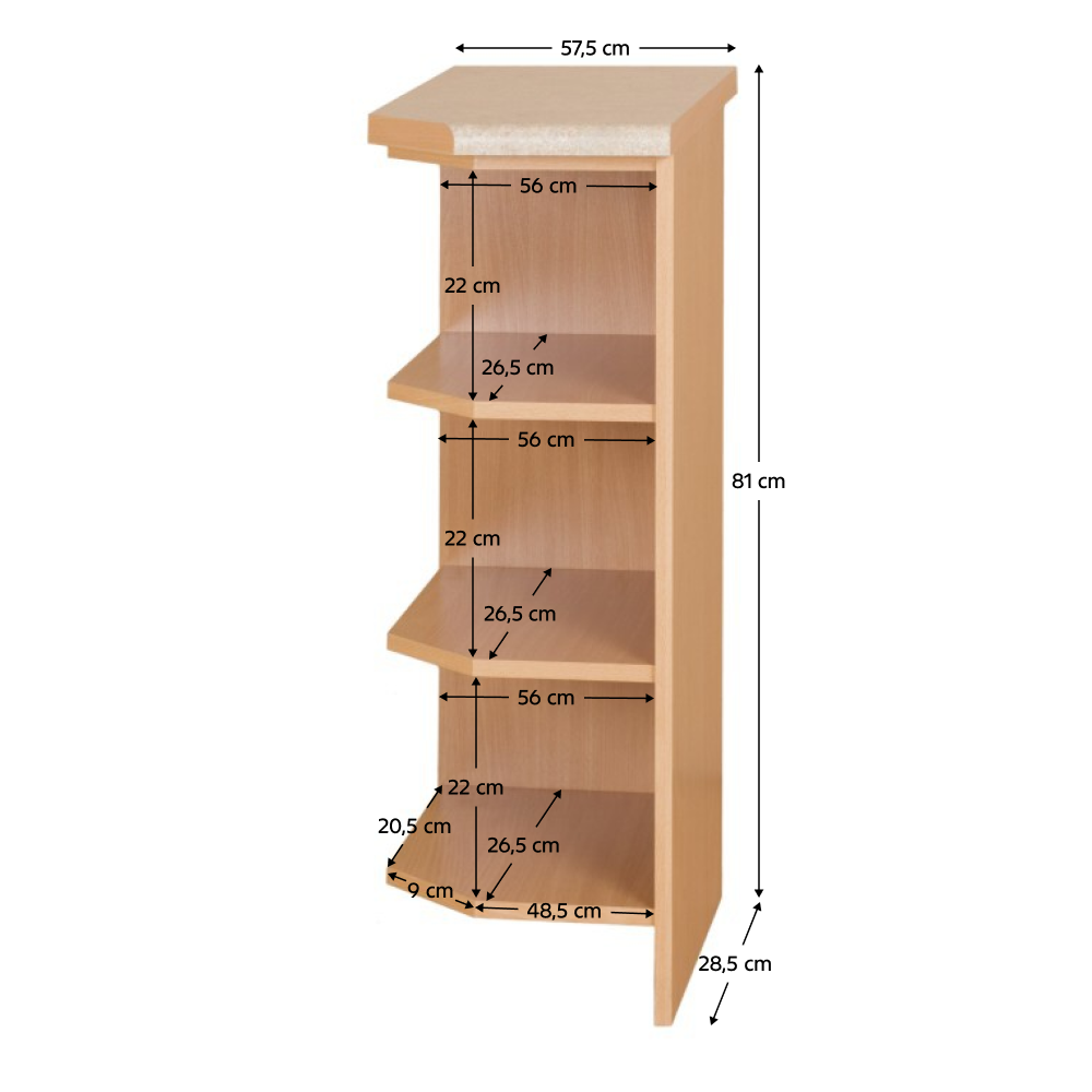 Cabinet de bucătărie, stânga, inferior, anin,LORA MDF NEW KLASIK S30N