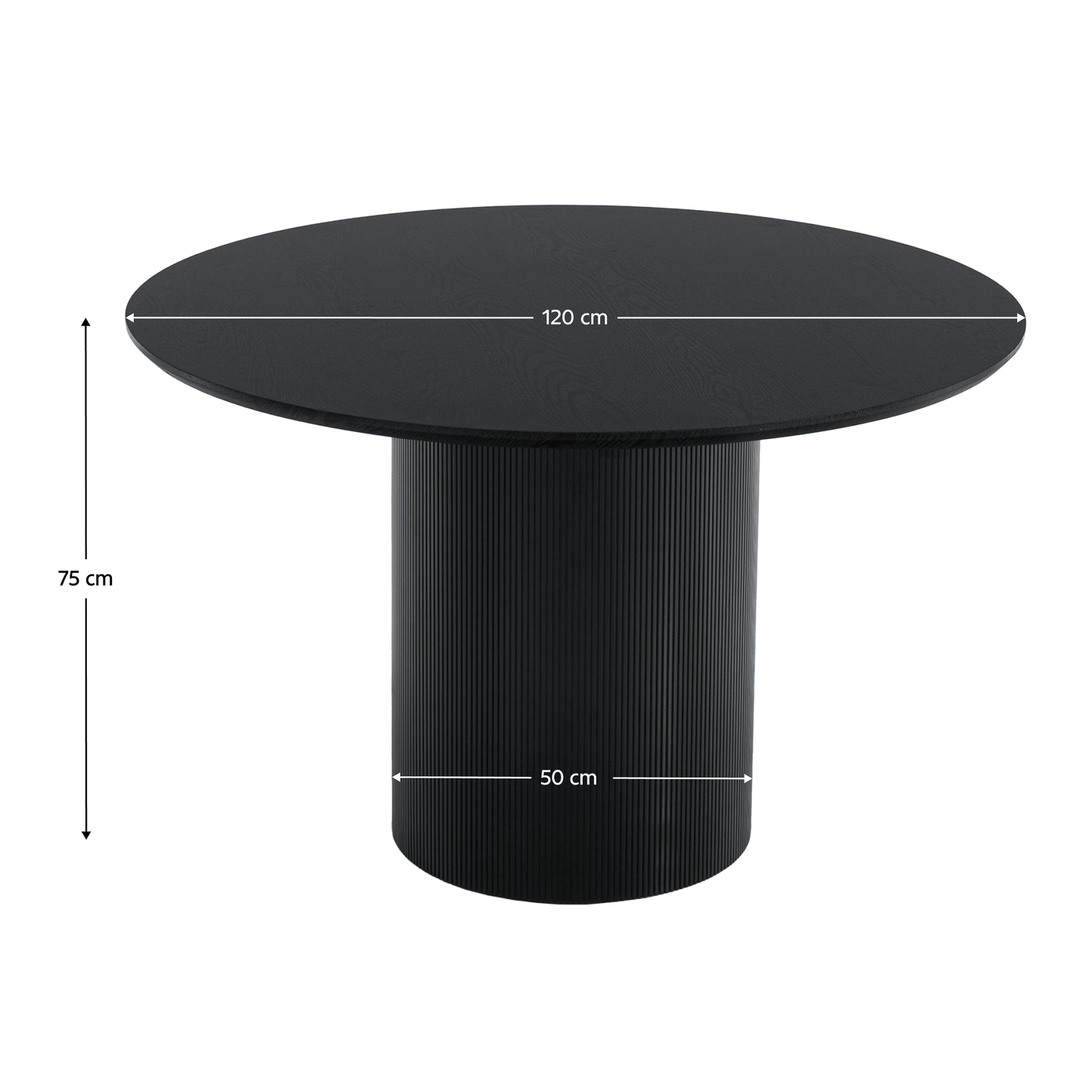 Masă de sufragerie, neagră, diametru 120 cm, MAHIR TIP 2
