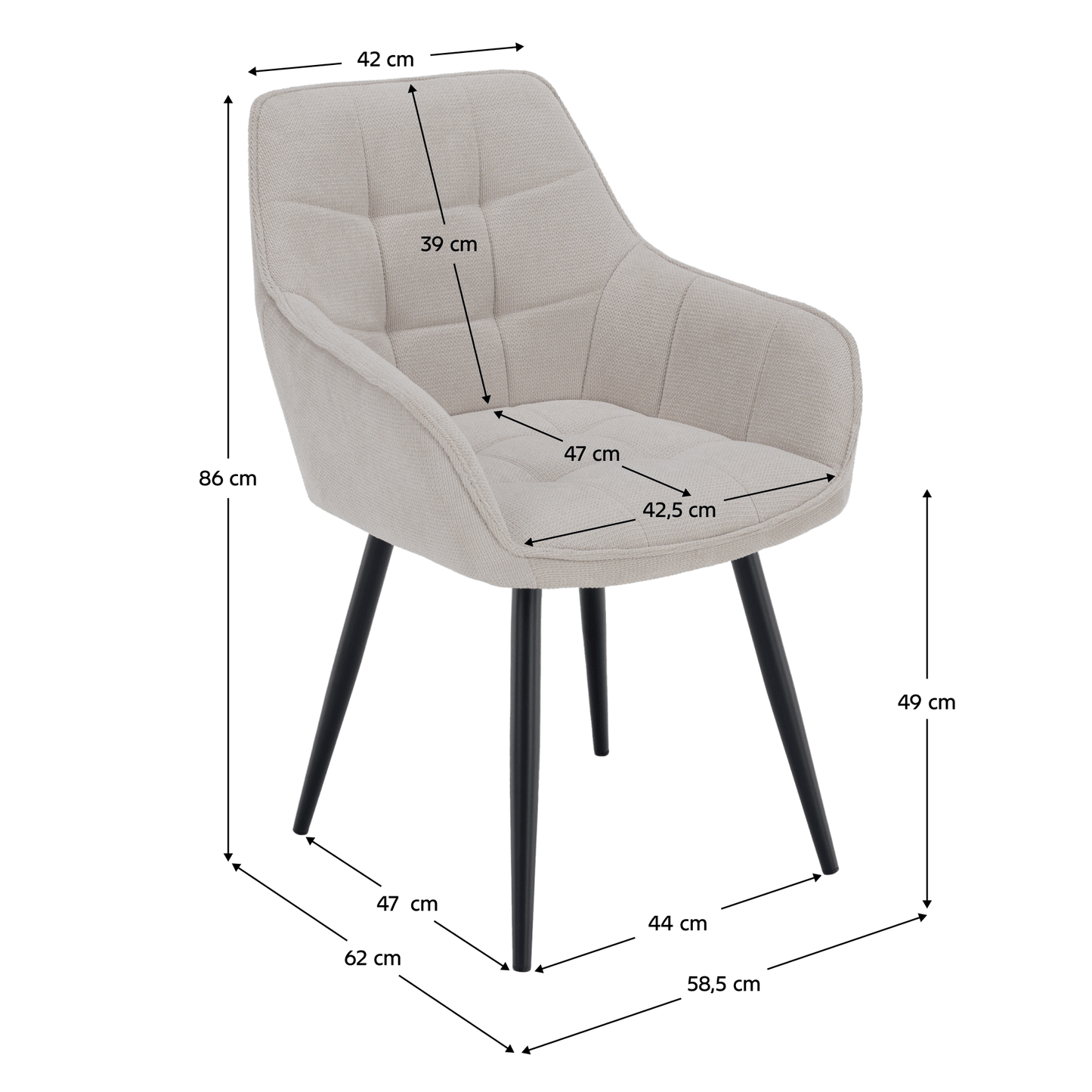 Scaunul de design, bej/negru, MARKEN