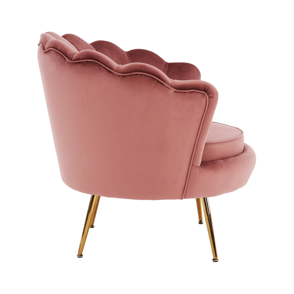 Fotoliu în stil Art-deco, catifea Velvet roz/crom auriu, NOBLIN