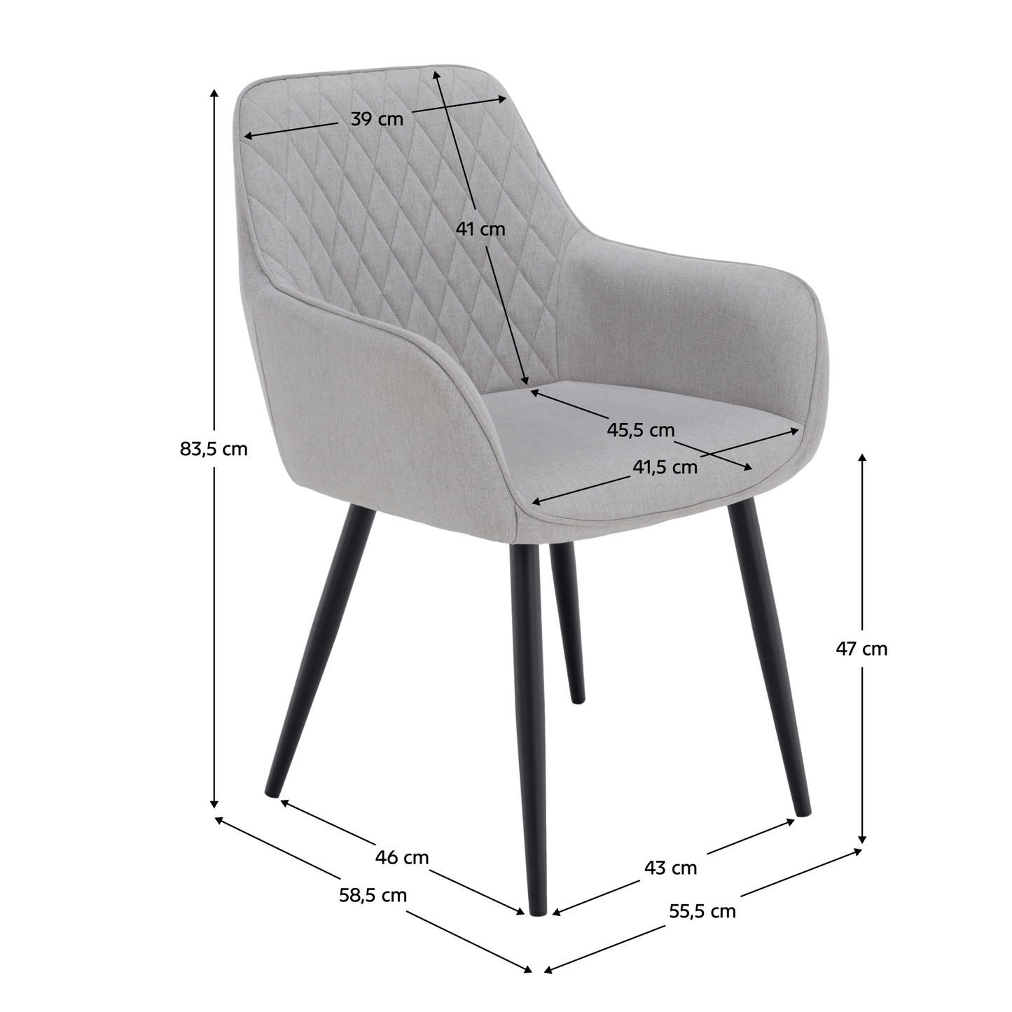 Scaun de design, gri deschis/negru, OSKOR