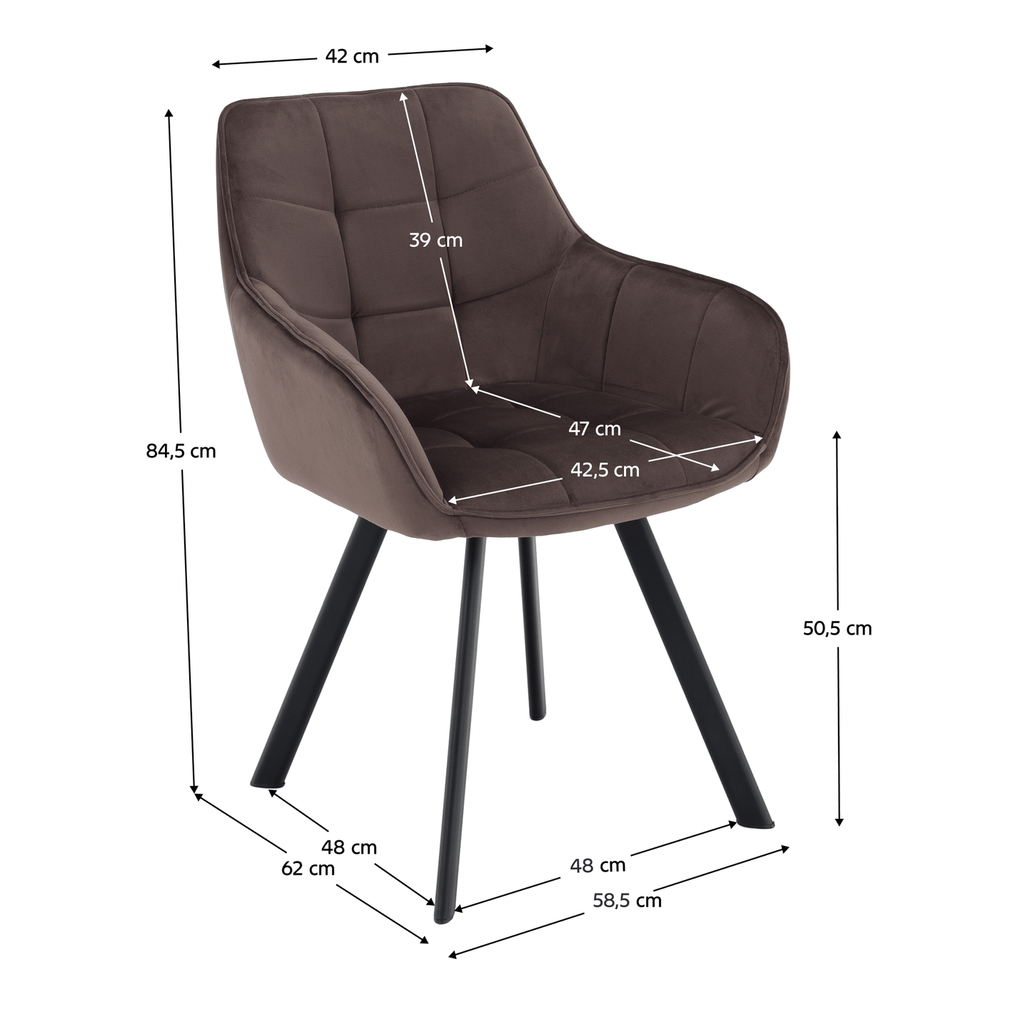 Scaun de design, gri-maronie Velvet/negru, PETIN