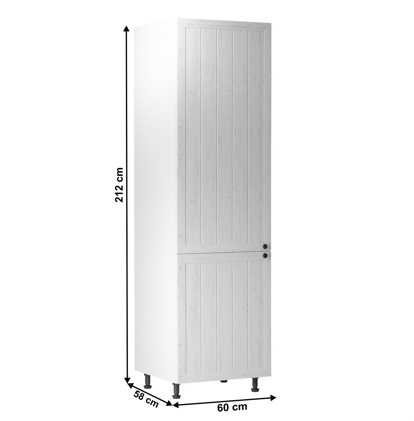 Dulap inferior pentru frigider încorporat D60ZL, model stânga, alb/pin Andersen, PROVENCE