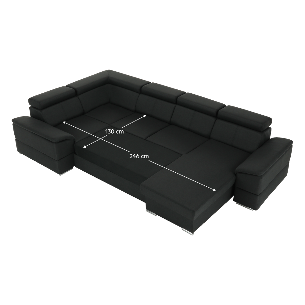 Colţar, gri închis, model dreapta, SEGORIA ROH U