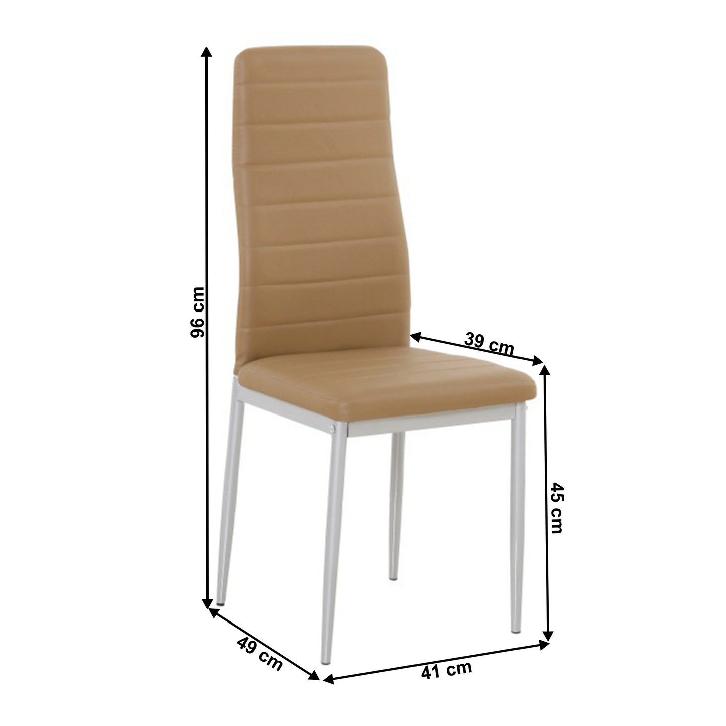 Scaune, piele ecologică caramel/metal gri, COLETA NOVA