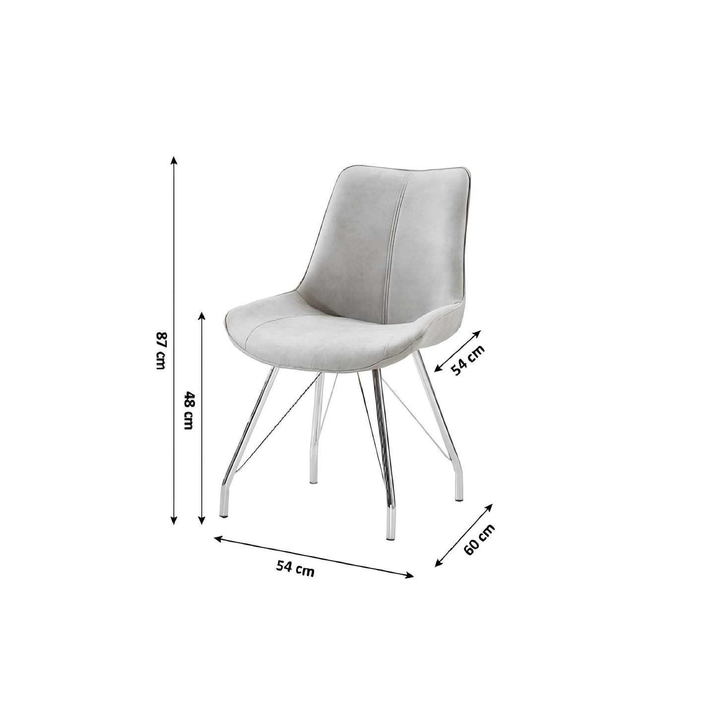 Scaun, material cu efect de piele întoarsă gri/crom, MADORA