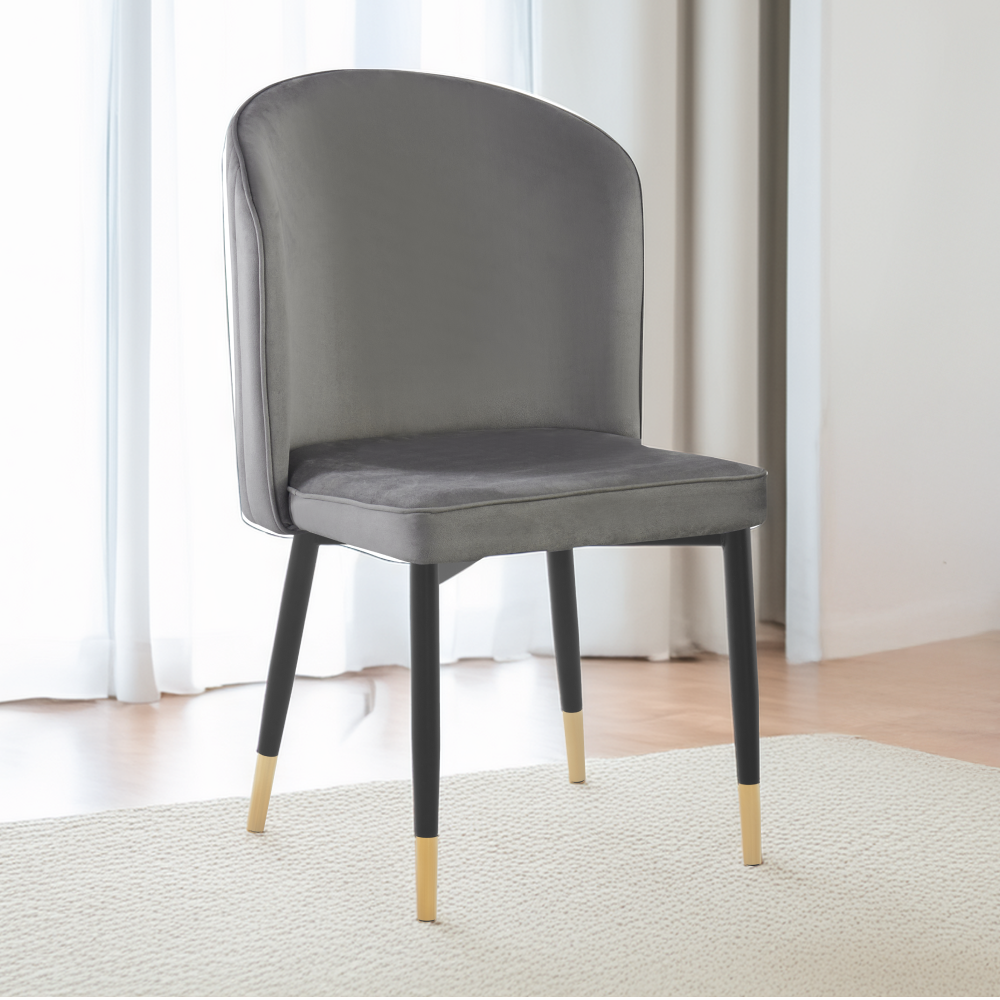 Scaun de sufragerie, ţesătură Velvet gri/negru, UDAJA