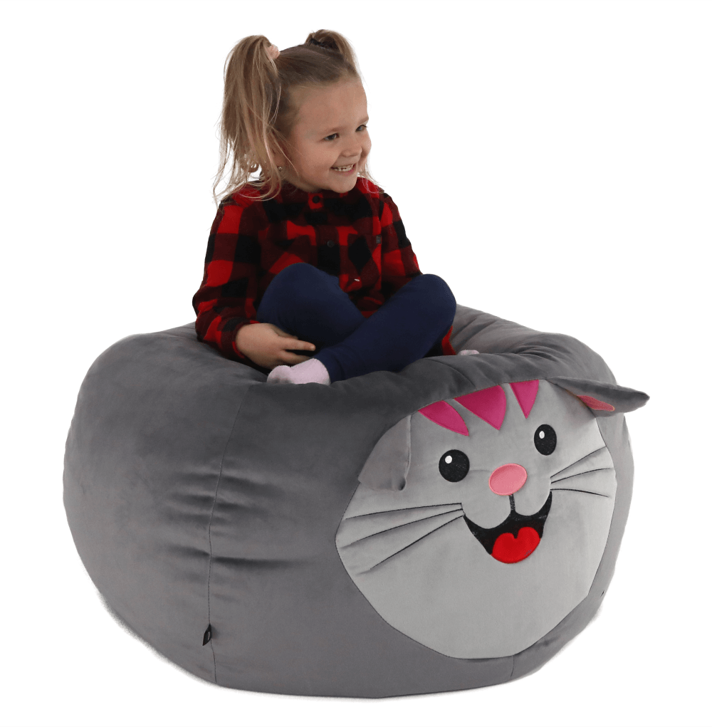 Fotoliu tip sac, material textil gri, BABY TIPUL 1