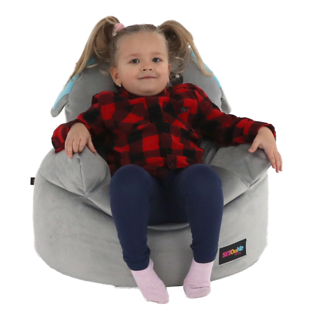 Fotoliu tip sac, material textil gri, BABY TIPUL 2