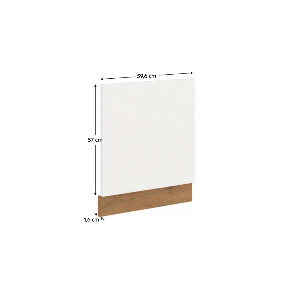 Uşă pentru maşina de spălat vase încorporată, stejar Lancelot/alb extra lucios HG, VEGA ZM 570x596