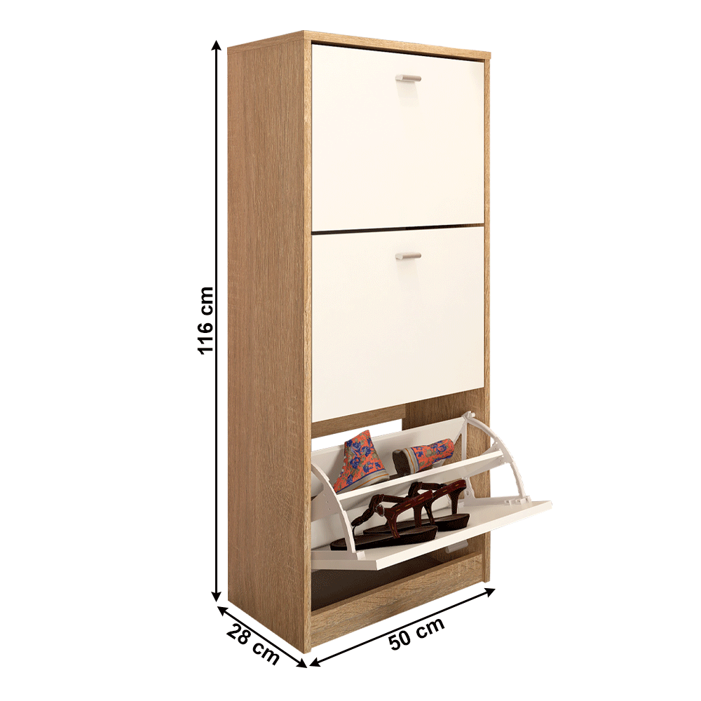 Pantofar 3 compartimente, stejar sonoma/alb, VIVAT NEW TYP 2