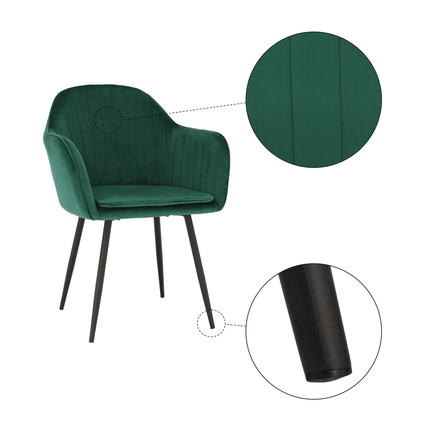 Fotoliu de design, catifea Velvet smarald, ZIRKON