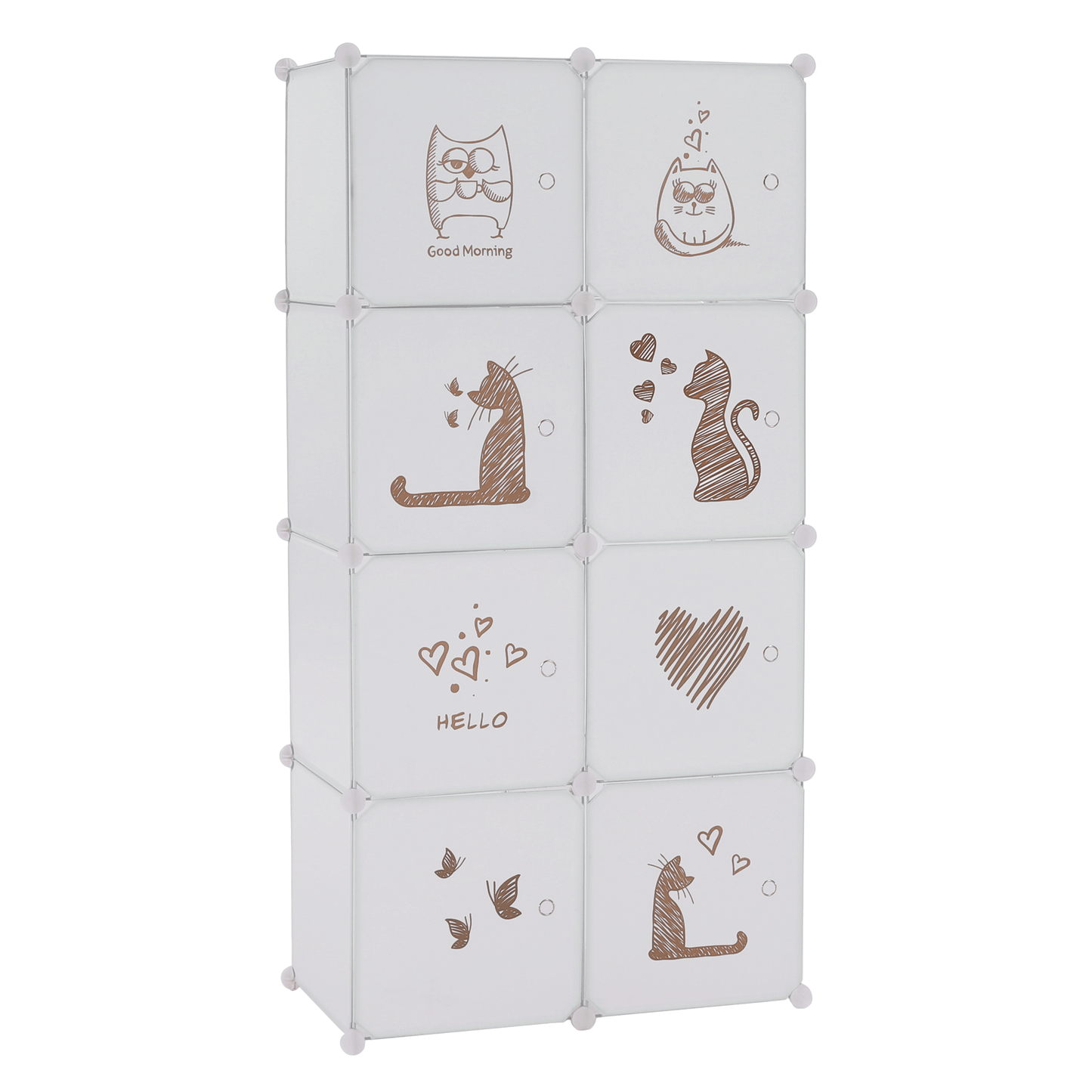 Dulap modular pentru copii, model alb / maro, KIRBY