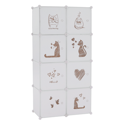 Dulap modular pentru copii, model alb / maro, KIRBY