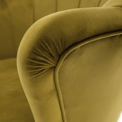 Fotoliu în stil Art-deco, catifea Velvet muştar/crom auriu, NOBLIN
