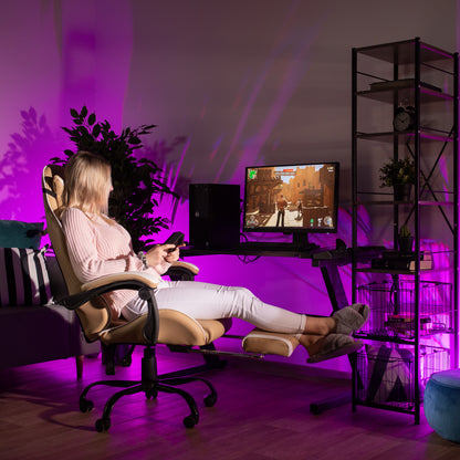 Fotoliu birou/gaming, negru/alb/bej, OZGE 2 NEW