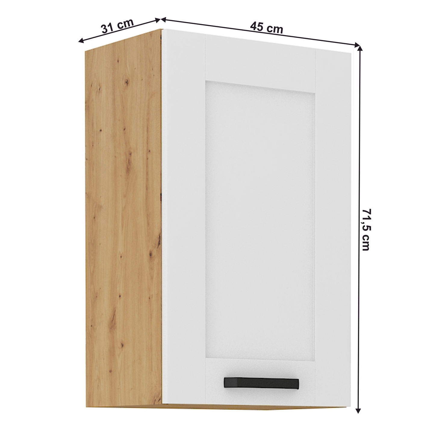 Dulap superior, alb/stejar artizan, LULA 45 G-72 1F