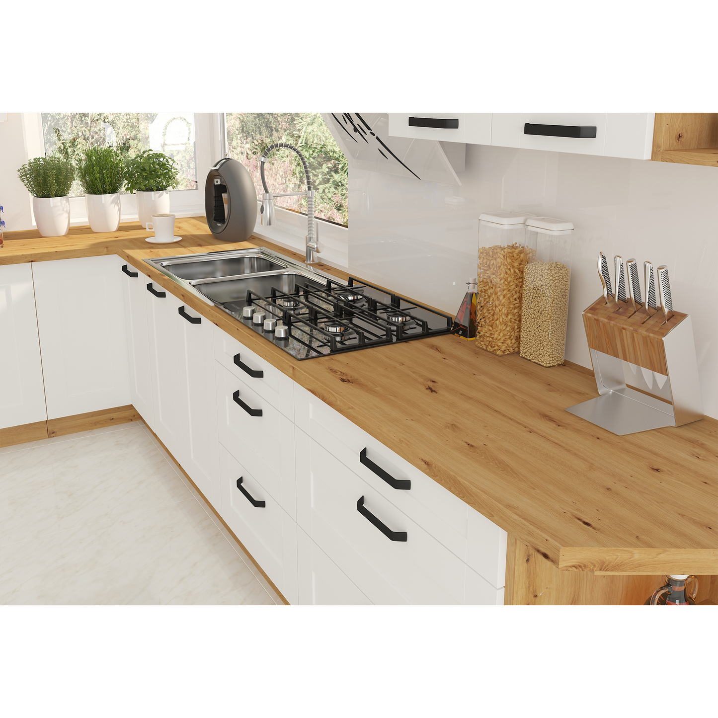 Dulap superior, alb/stejar artizan, LULA 45 G-90 1F